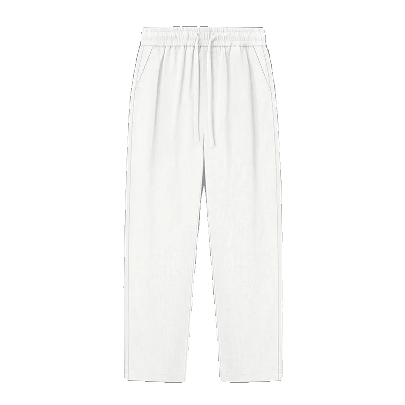 High Quality Linen Pants Men's Thin Straight Leg Cotton Linen  Pants Summer Breathable Comfortable Straight Cut Trousers