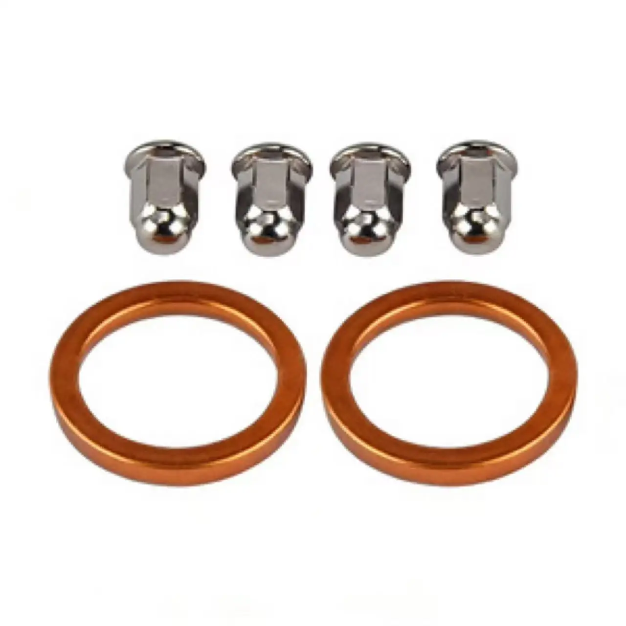 Exhaust Gasket Seal Ring M6 Dome Nut Kit Chrome Plated For Motorbike Motorcycle Exhaust Pipe Aftermarket Replacement Hardware view 3