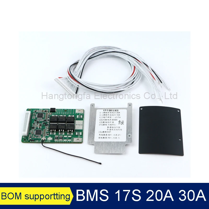 17s Bms 20a 30a 60v Ternary Iron Lithium Battery Charge Protection Board With Balance Temperature Controlpower