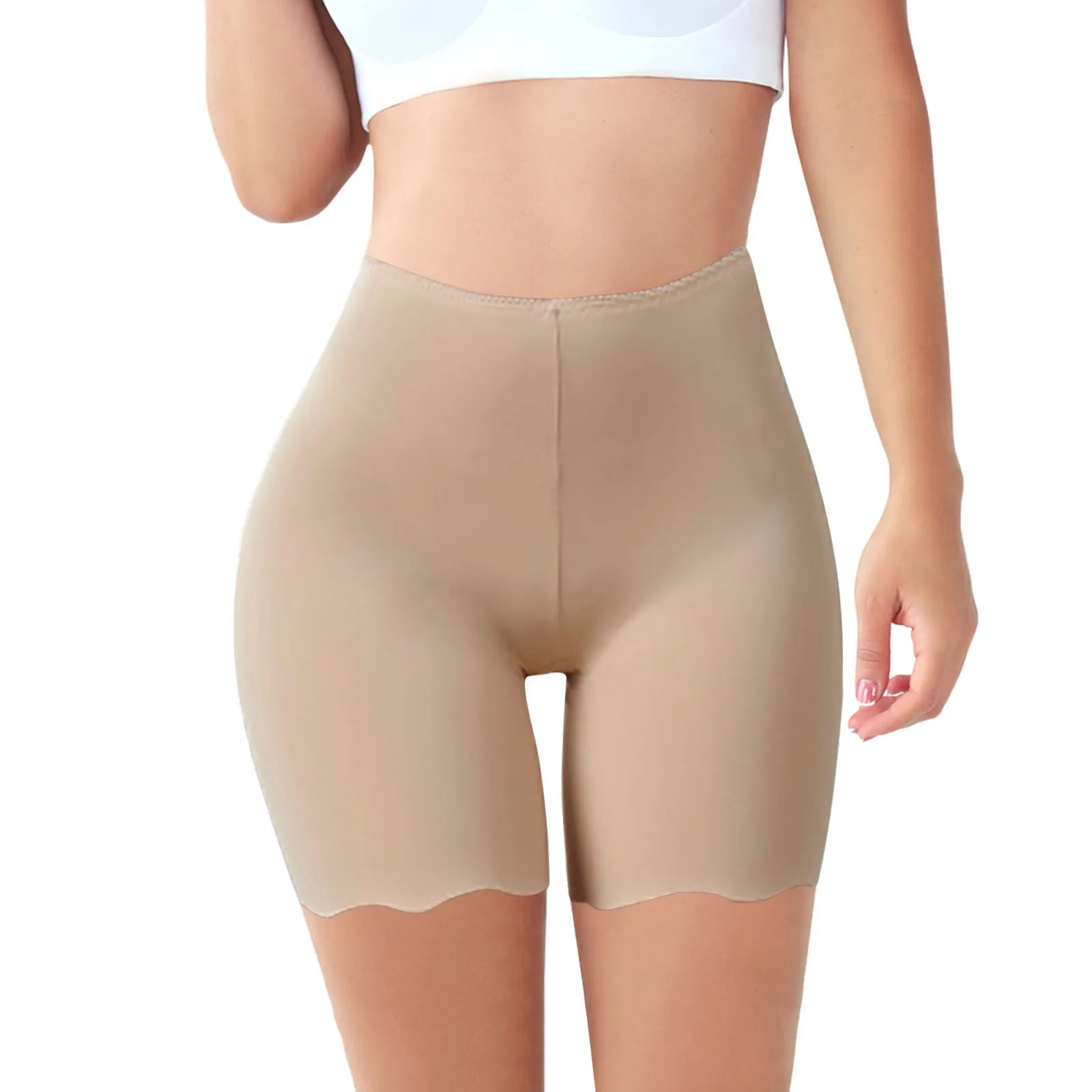 Pantalones cortos de Yoga deportivos sin costuras para mujer, mallas de seguridad antiexposición, elásticos de cintura alta, levantamiento de cadera y control del vientre