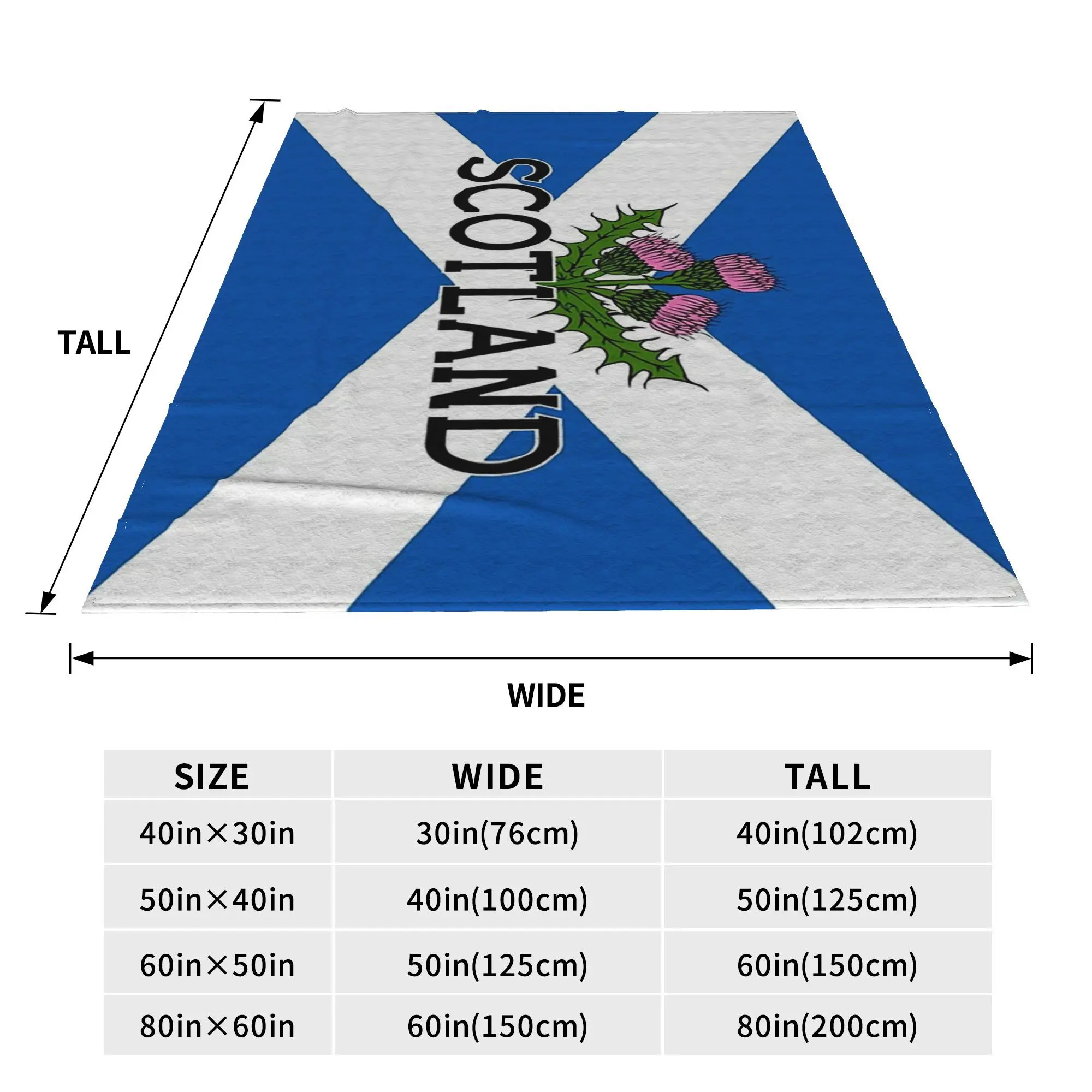 Scotland Saltire Flag Scottish St Andrews Cross and Thistle Blankets Soft Warm Flannel Throw Blanket Bedspread Bed Living room