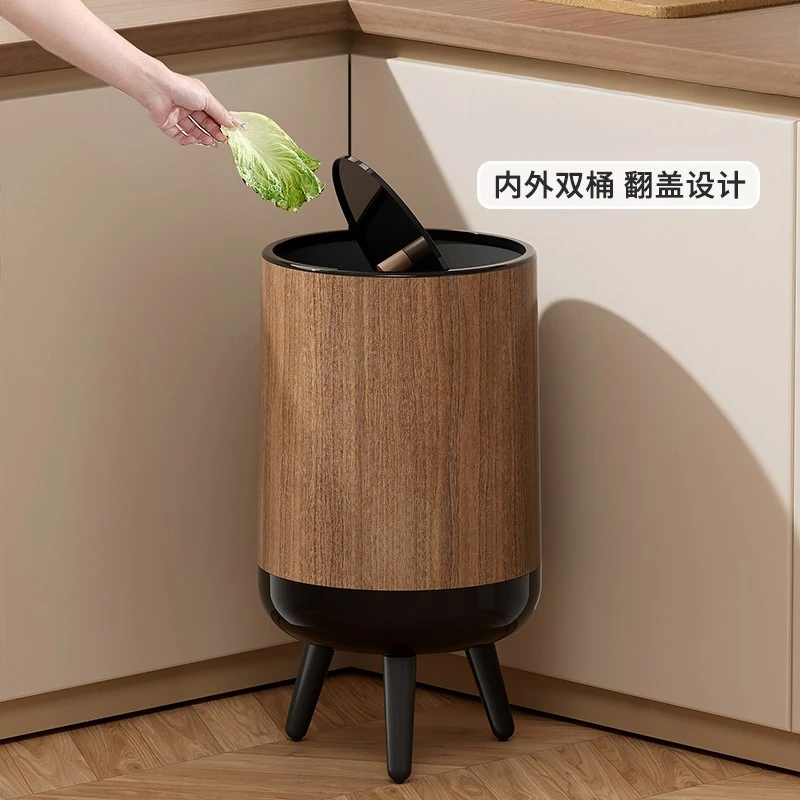

Trash can household large large capacity high value living room kitchen bathroom no bending belt cover high foot trash can