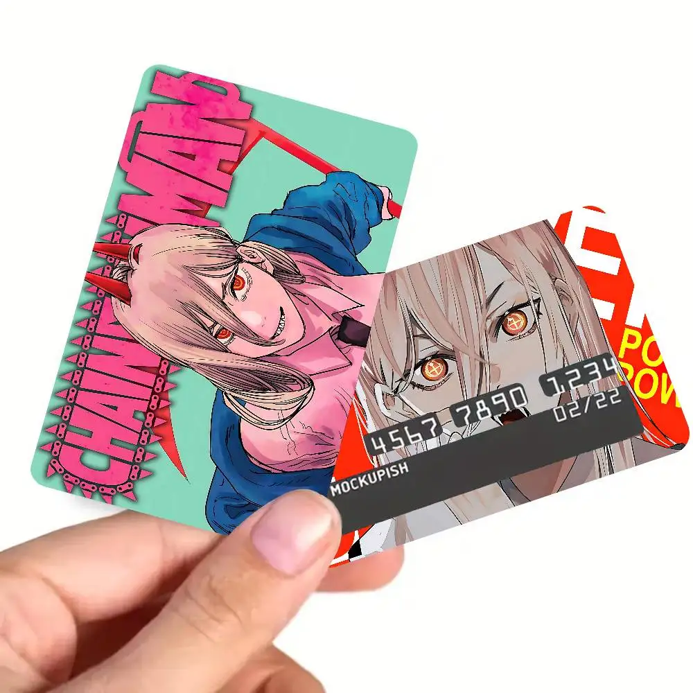 Chainsaw Man Anime Game Film Cover Sticker Case for Small Chip Credit Debit Card Front Side