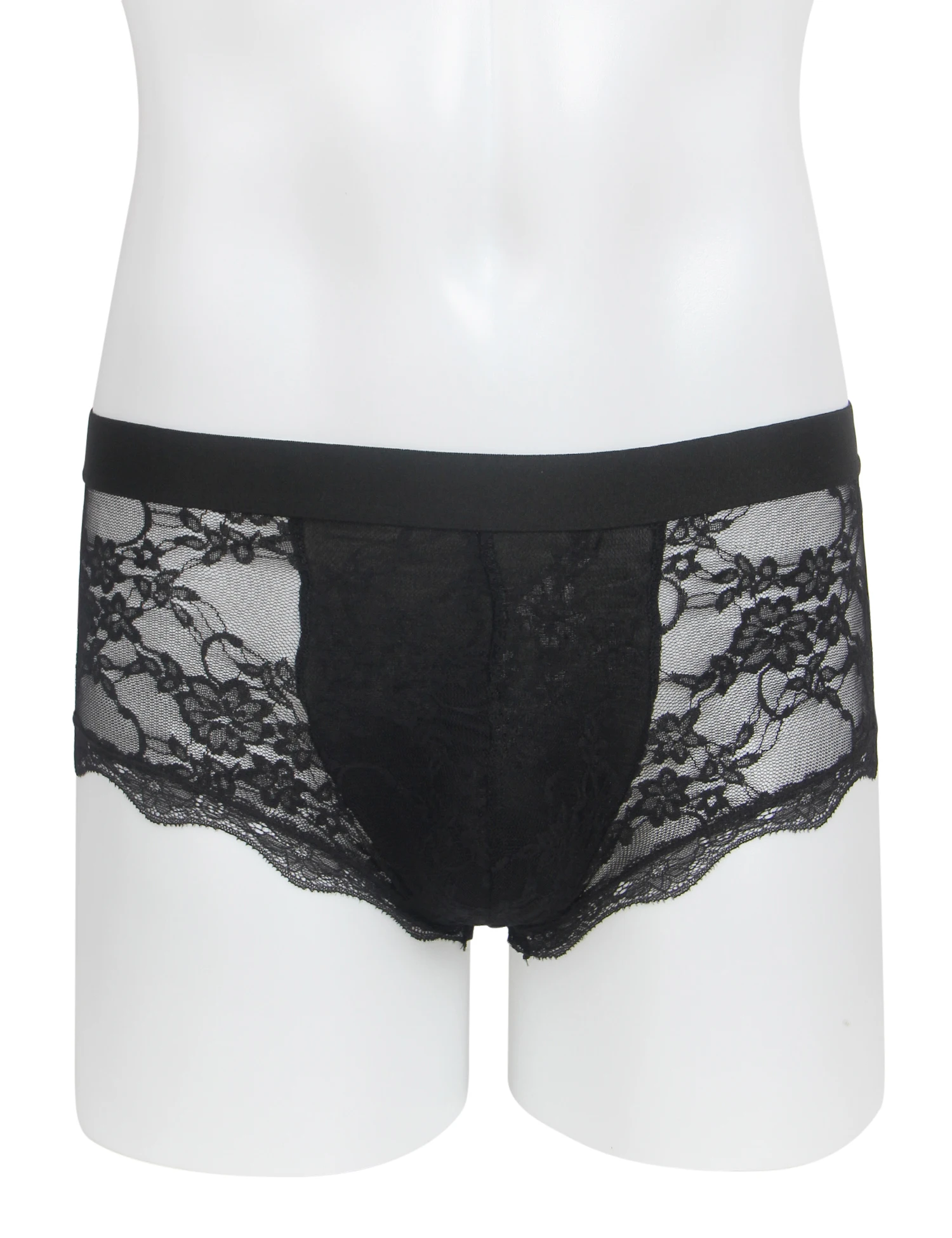 Boxers Black Men Sexy Panties Floral Lace Mesh Underpants See Through Underwear Sissy Lingeries Flat-Angle Men Tights Hot Briefs