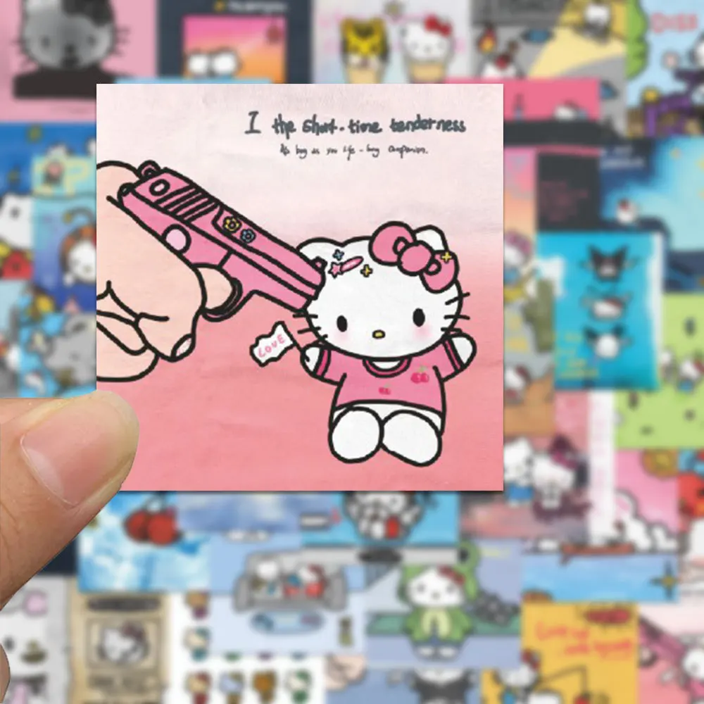 63 pezzi simpatici adesivi Hello Kitty Cartoon Sanrio per album custodia per telefono laptop chitarra notebook adesivo anime Kawaii giocattoli per bambini