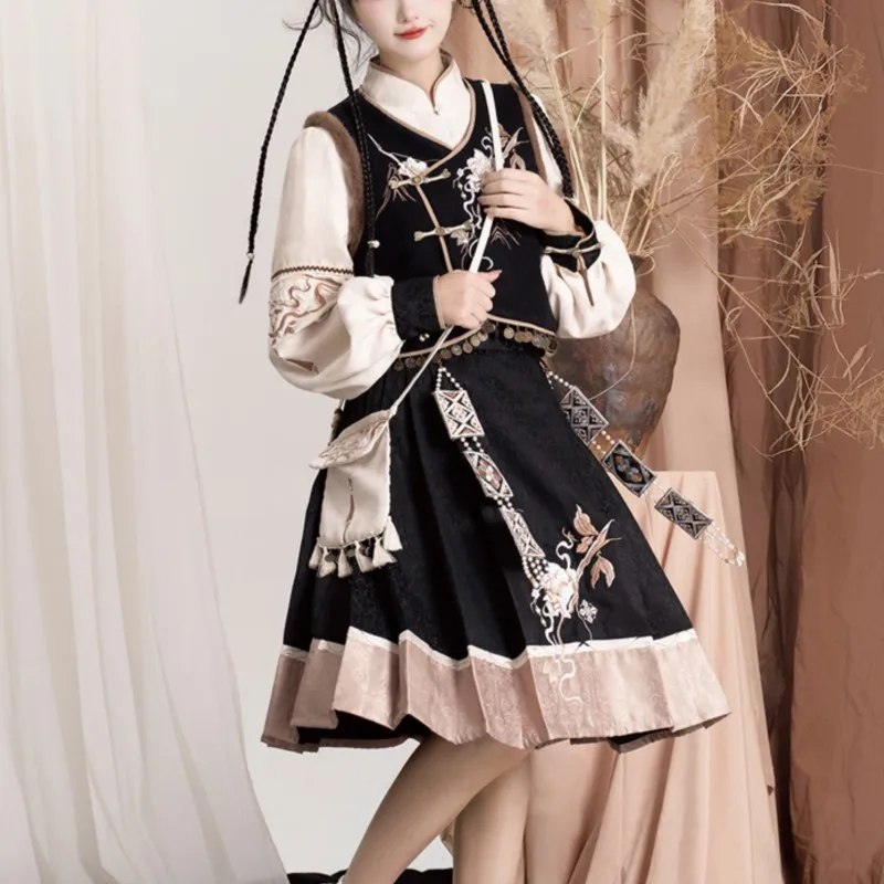 Special-Interest Design Chinese Style Lolita Embroidered Embroidered Buckle Modified Hanfu Dress Skirt