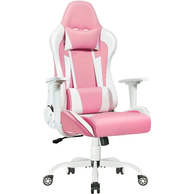 Cute Kawaii Gaming Chair for Girl Ergonomic Desk Racing Office Adjustable High Back Game Swivel Leather Chair