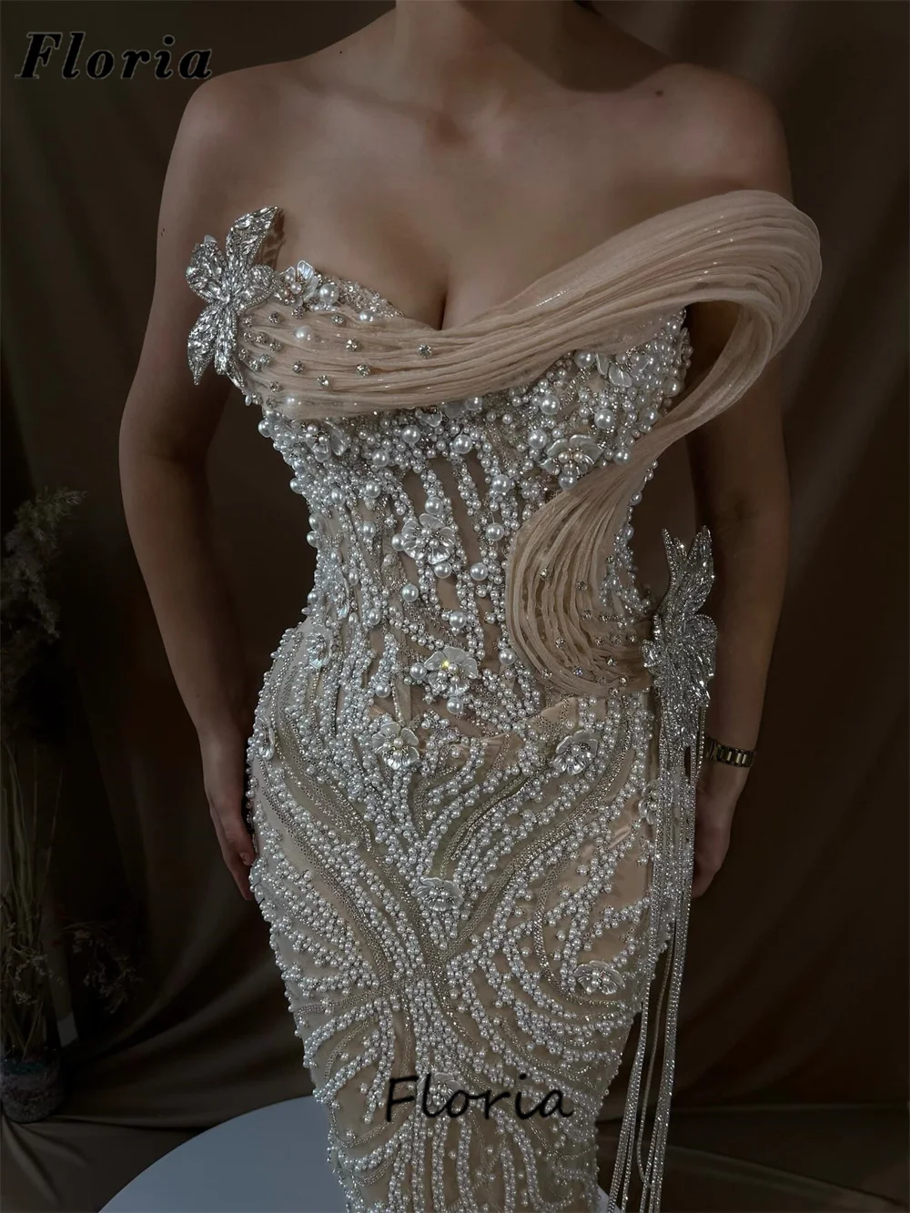 

Robes Du Soir без бретелек, расшитые бисером платья для выпускного вечера, элегантное женское вечернее платье с оборками, индивидуальные платья для дня рождения, второе платье Receprion