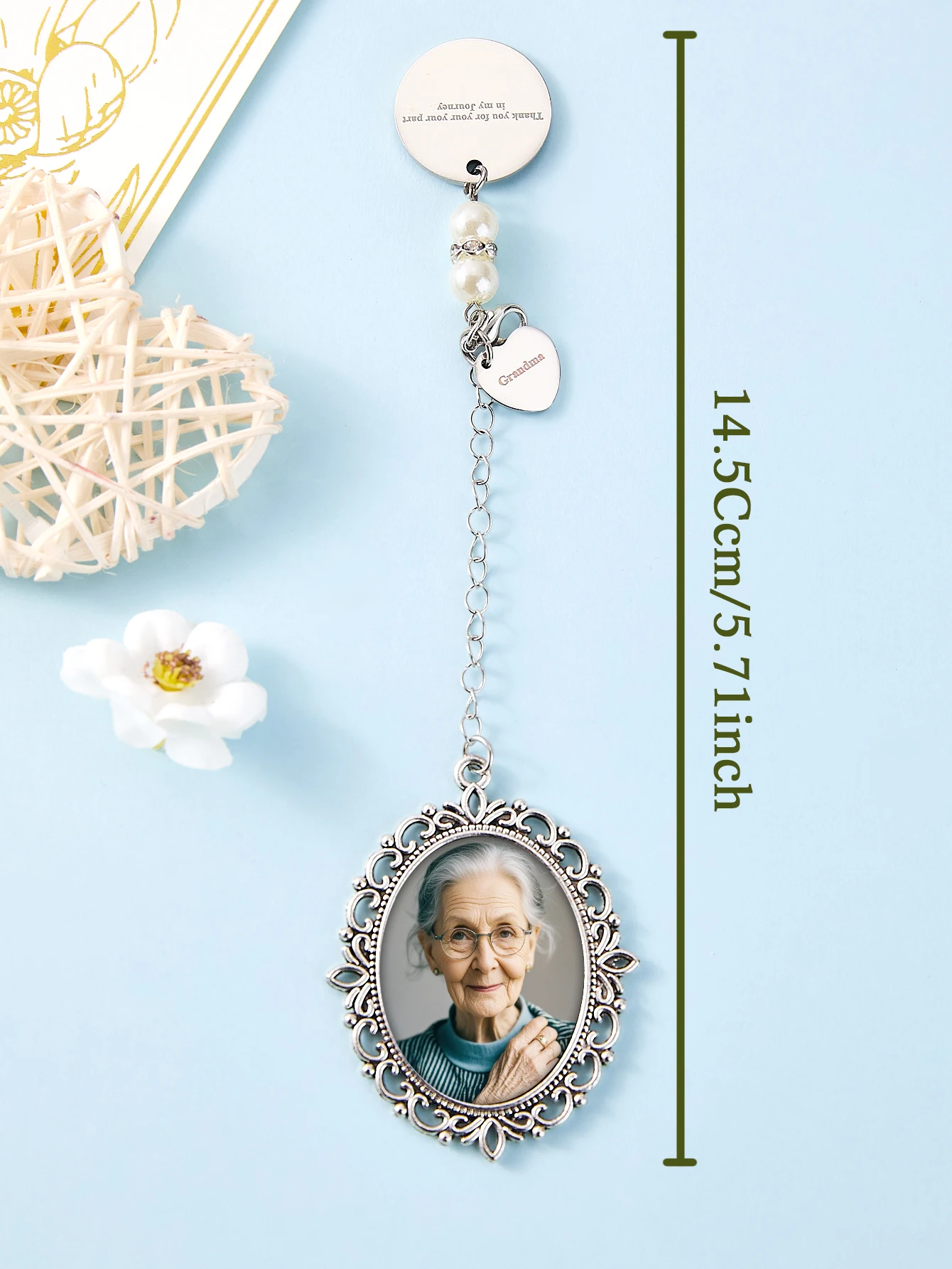 Custom Photo Bouquet Charm Personalized Picture Pendant Wedding Bridal Memorial Charm Gift for Couple Anniversary Birthday image 6