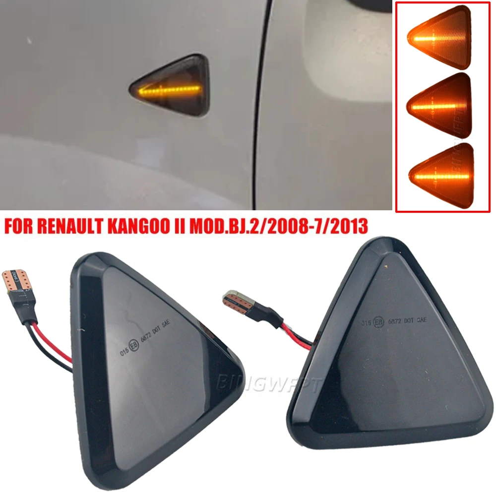 Hight Quality 2PCS For RENAULT KANGOO II Mod.Bj.2/2008-7/2013 LED Dynamic Blinker Side Marker Fender Turn Signal Light