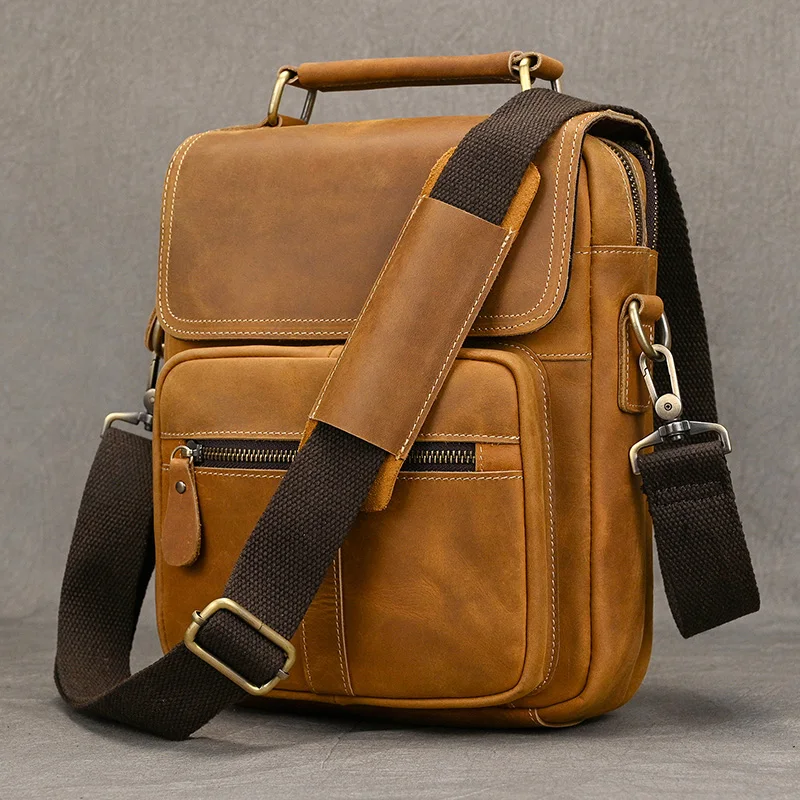 Sac à bandoulière en cuir véritable pour hommes, sac à bandoulière de bonne qualité, sacs à bandoulière en cuir de vache pour hommes, sacs antivol