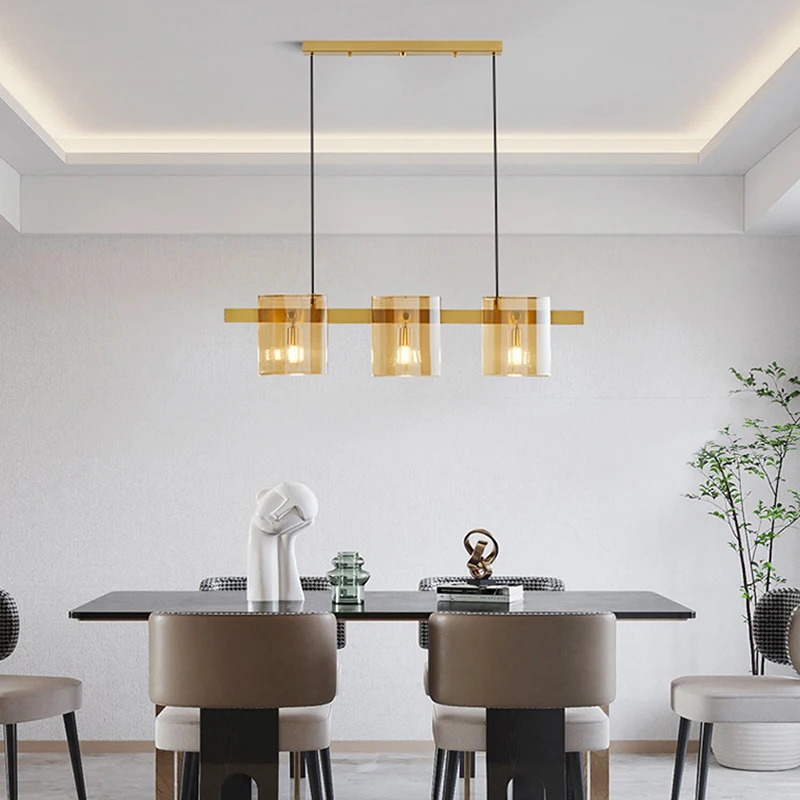 Imagem -06 - Artístico Moderno Quadrado Luzes Pingente de Vidro Preto Lustres Led Pendurado Lâmpadas para Teto Ouro Lampara Decoração para Casa Sala Estar