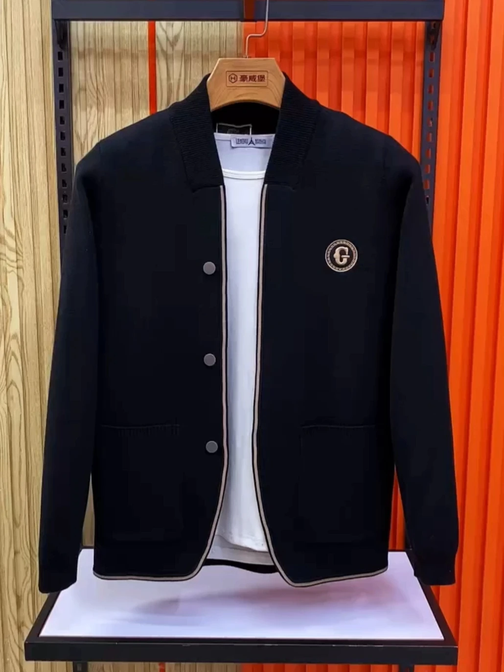 

Ele Men's Embroidered Knitted Cardigan Spring Autumn Casual Faion Trendy Comfortable Versatile Long Sve V-Ne Sweater