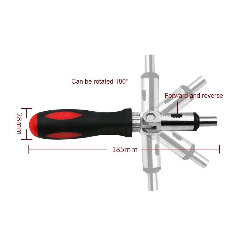 Mutilfunction Ratchet Screwdriver 180 Degree T-type Foldable Set 1/4 Hex Interface Lock Disassemble Screwdriver Maintenance Tool