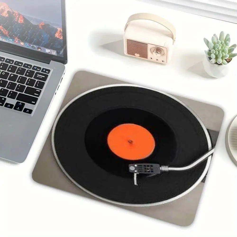 Vintage Vinyl Record Mouse Pad, Retro Music Disc Pattern Non Slip Rubber Mousepad, Office Gaming Desktop Decor Table Mat
