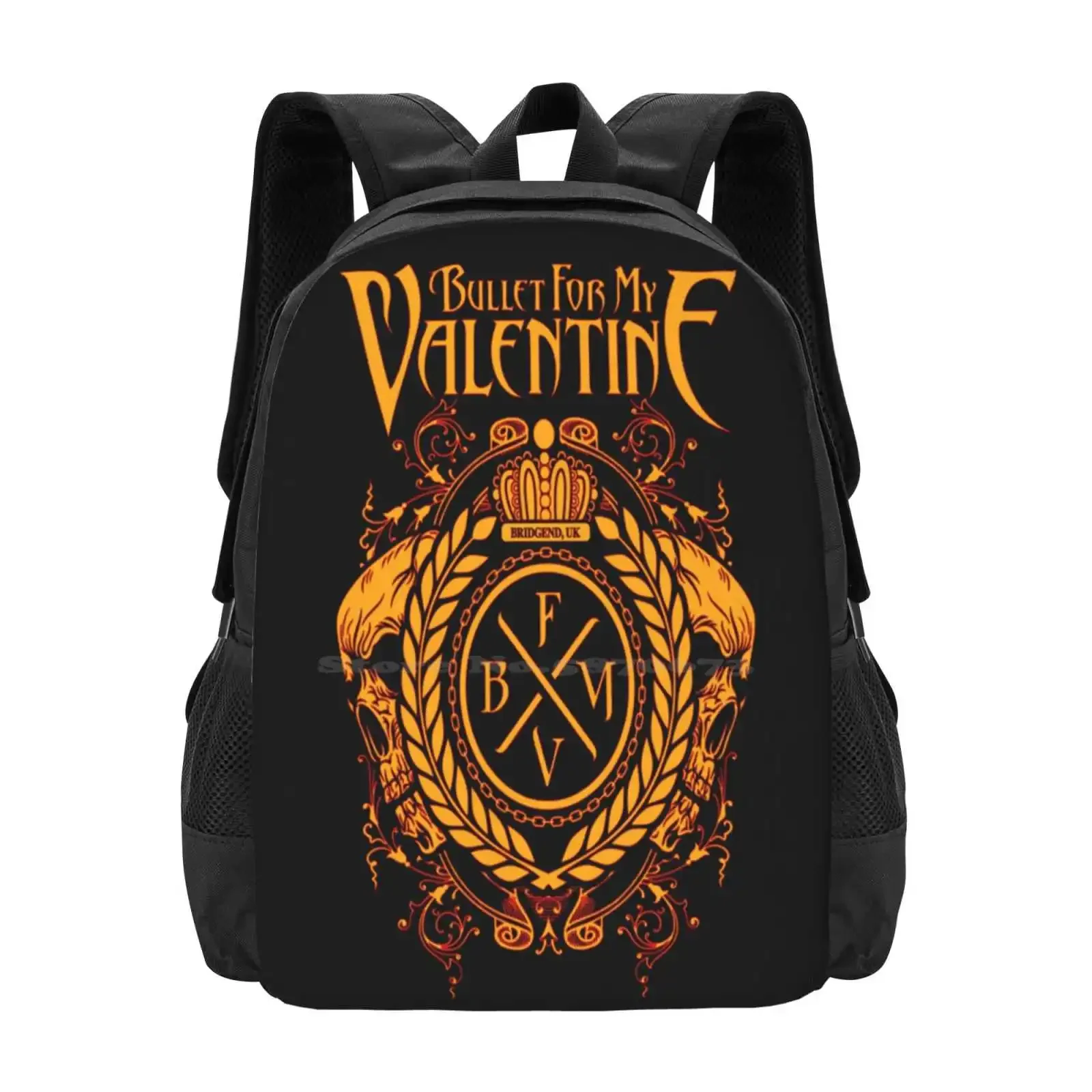

Bfmv Flag Hot Sale Schoolbag Backpack Fashion Bags Bullet For My Valentine Scene Alternative Bfmv Black Death Skull Rose