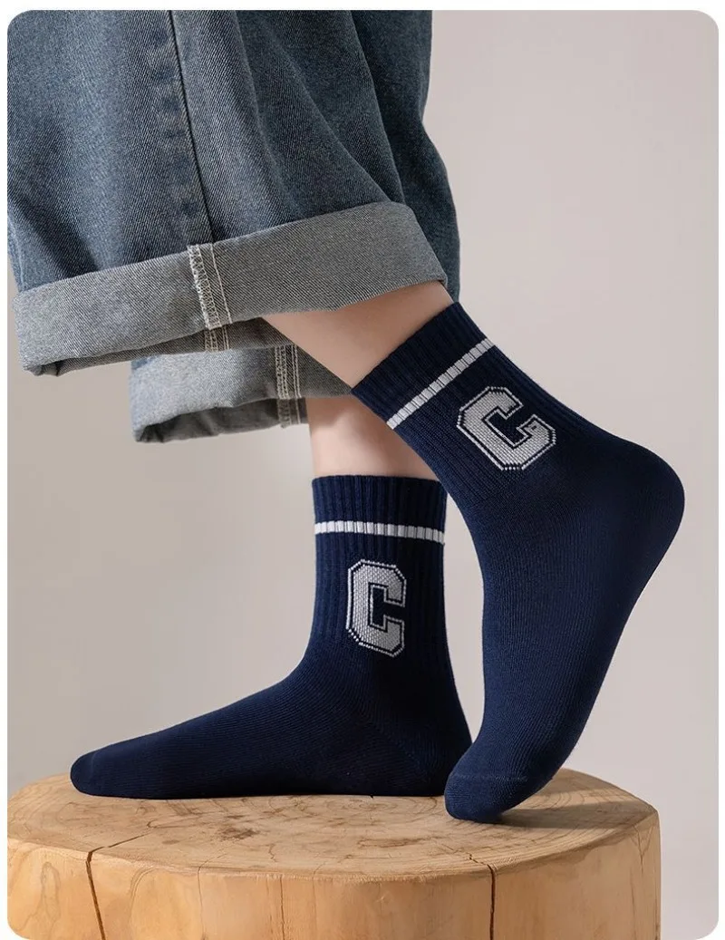 5 Paar/Set RAISE Herbst Kindersocken für Jungen 2-12 Jahre, Sportsocken mit Schriftzug, Schmutzabweisende Mittellange Socken, Absorbierende Babysocken – Detail 16