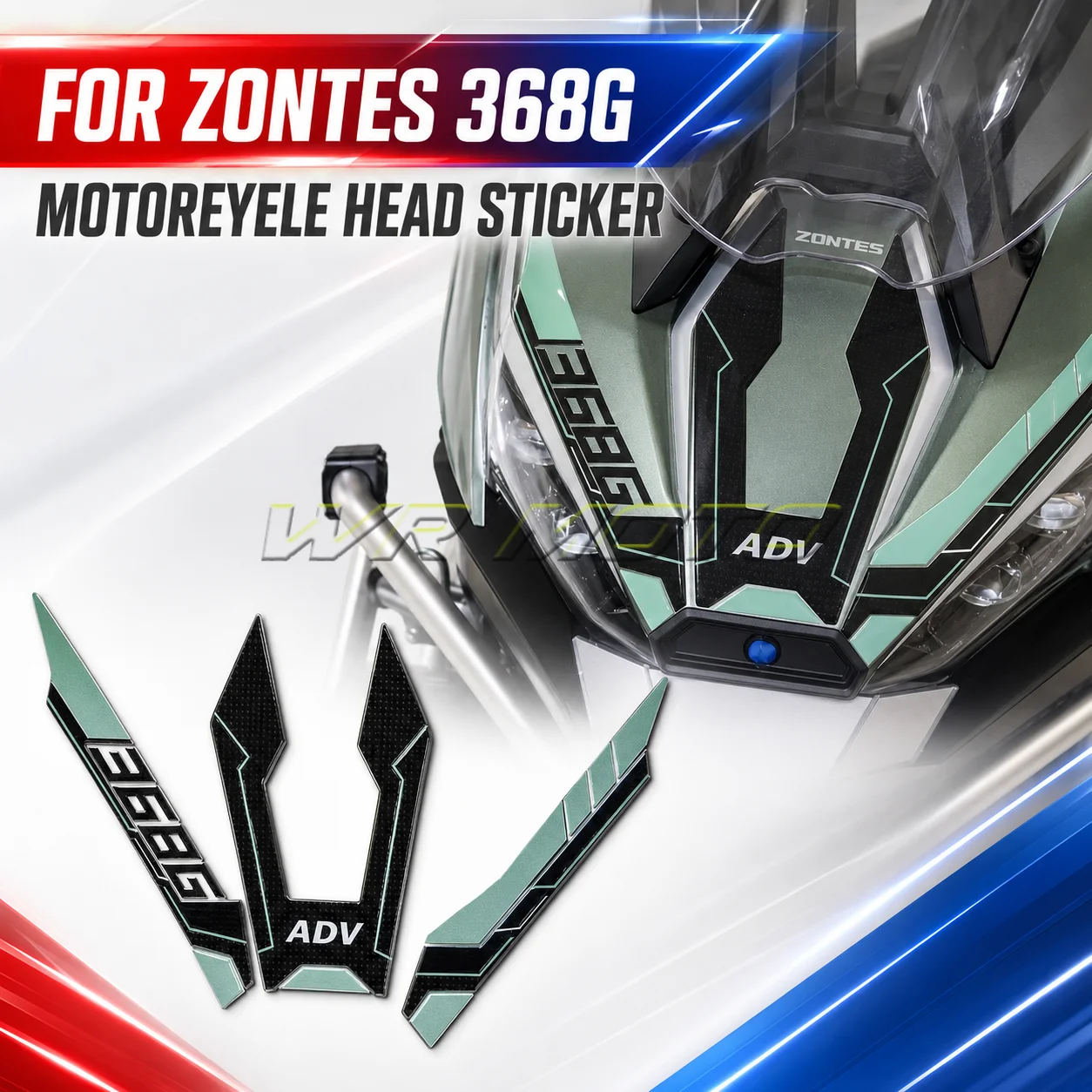 3D Stereo Epoxy Gel Waterproof Anti‑Scratch Front Head Fairing Sticker Decal Fit For ZONTES 368G Scooter Mod Accessorie