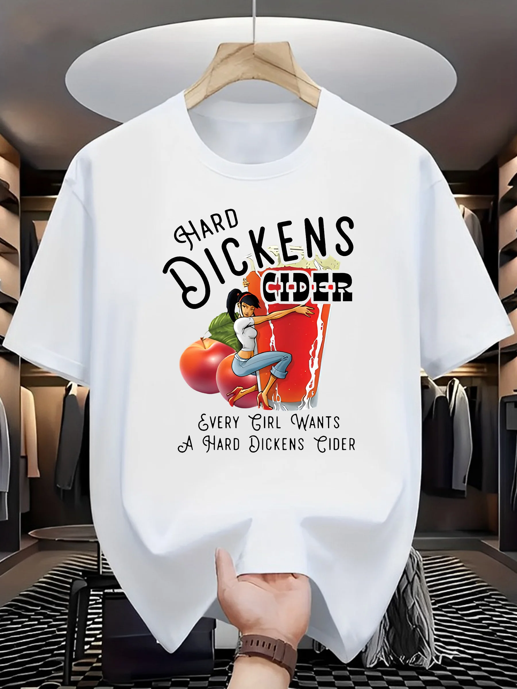 

[Футболка Apple Cider] Мужская футболка Apple Cider | Удобный мягкий летний топ с коротким рукавом, модный повседневный узор с принтом