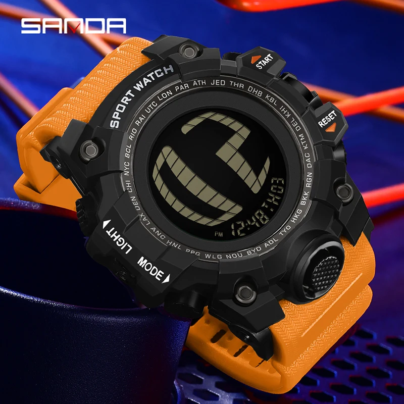 Fashion SANDA New 2200 Student Electronic Watch Sports Multifunctional Waterproof LED Countdown Student Electronic Watch