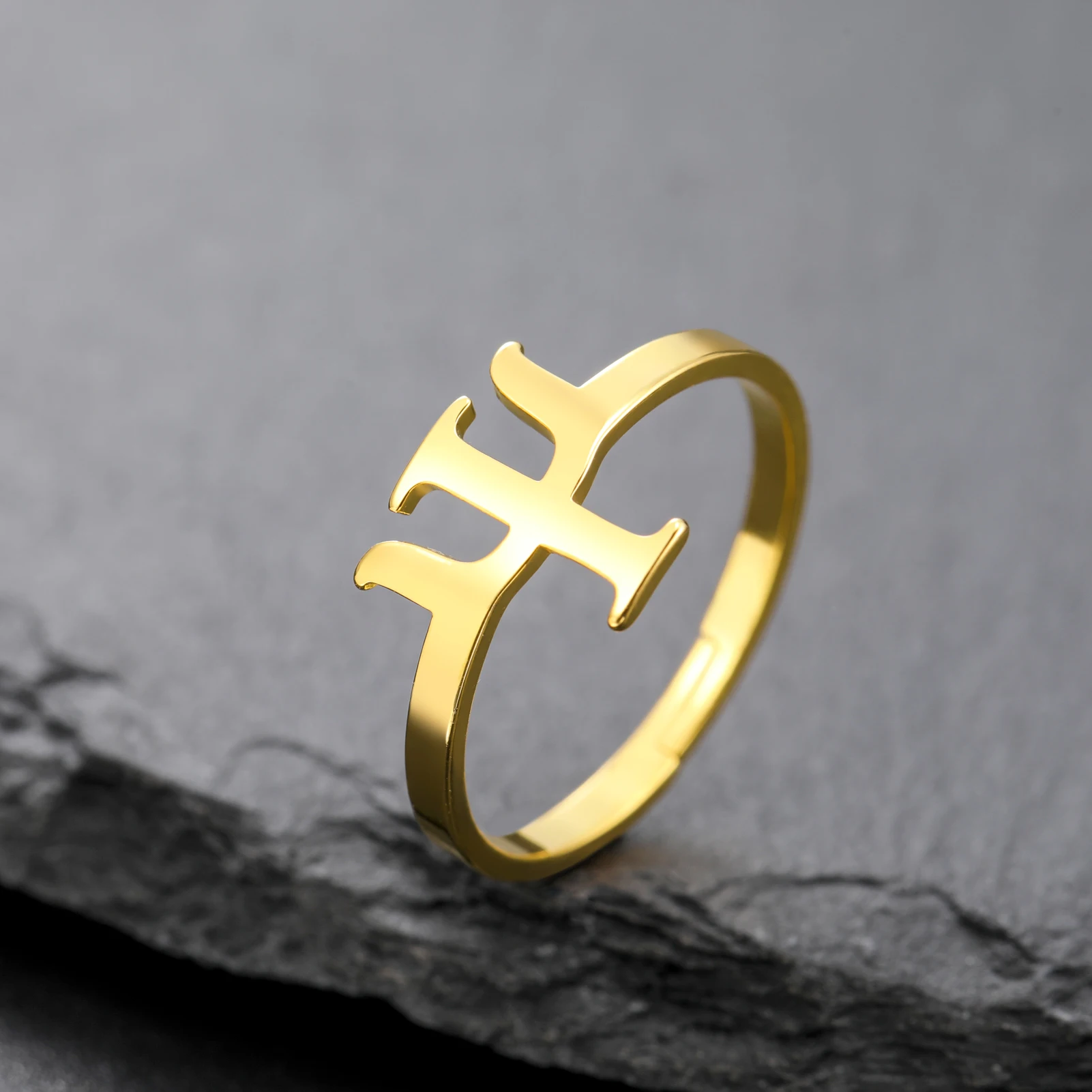 Greek letter symbol PSI open ring stainless steel men's and women's adjustable size psychological symbol amulet fashion jewelry