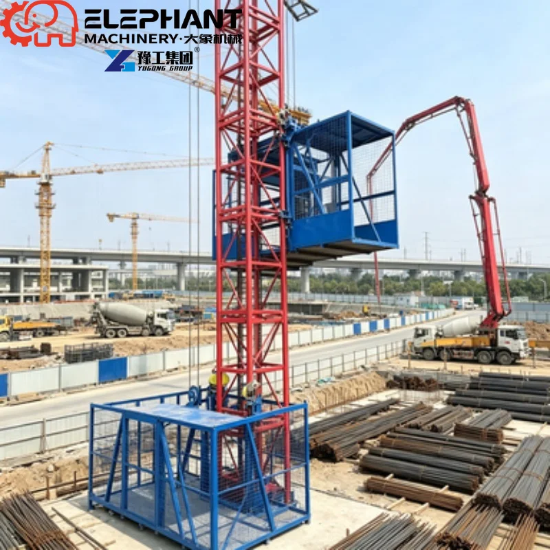 Construction Hoist Elevator Double Column Hoist 5T Capacity High Efficiency Motor International Standard Building Equipment