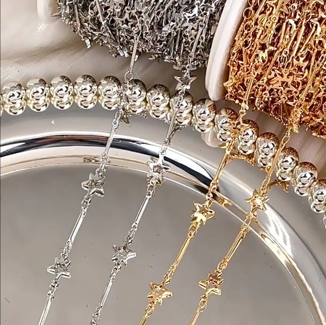 0.5/1/2/5m Straight Stick Star Chain Hollow Out Pentagram DIY Handmade Chain Necklace Bracelet Jewelry Clothing Accessories