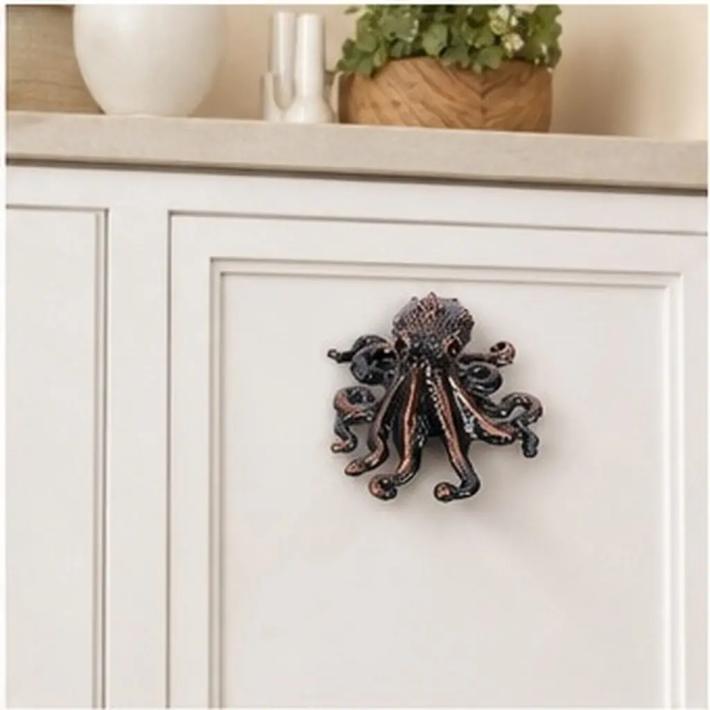 1Set Zinc Alloy Octopus Cabinet Knobs Nautical Drawer Pulls for Kitchen Cabinets Bathroom Vanities Bedroom Wardrobes Smooth