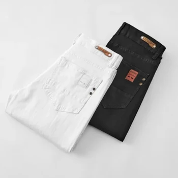 Men White Jeans Elasticity Straight Slim Fit Casual Soft Business Classic Brand Trousers Fashion Advanced Stretch Denim Pants 6