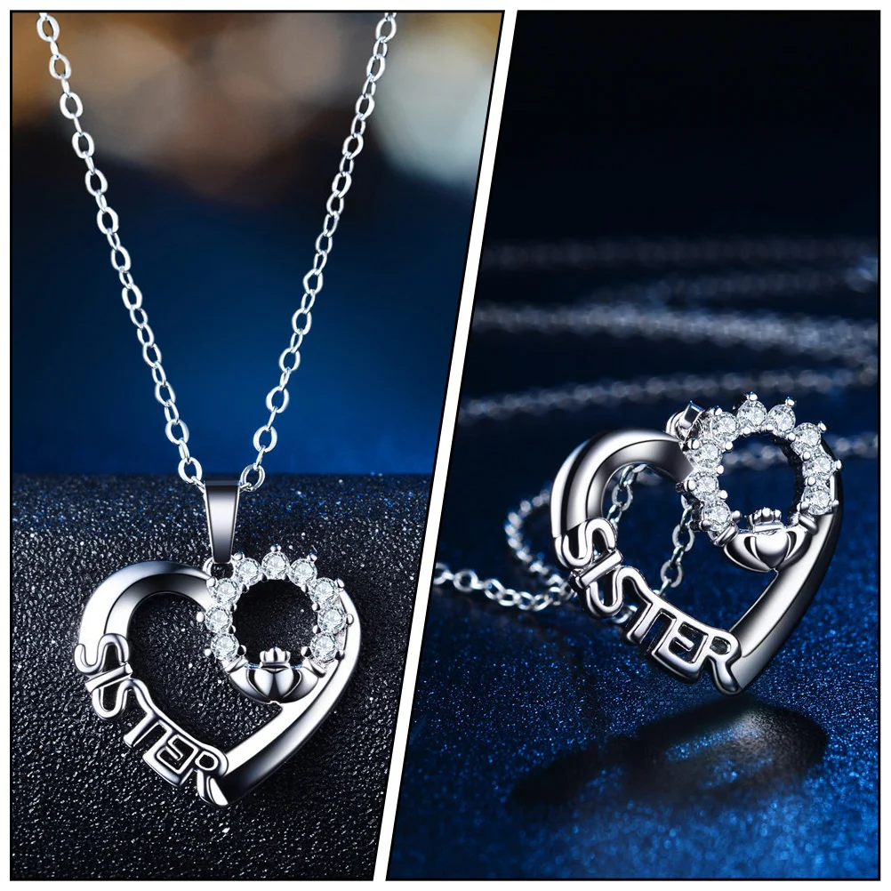 الحب القلب شقيقة قلادة أنيقة حساسة قلادة سلسلة الترقوة بسيطة سبيكة الرقبة مجوهرات هدية للنساء الإكسسوارات #3