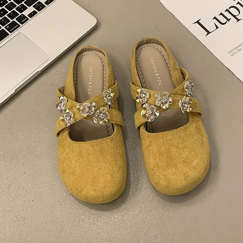 

Rhinestone Retro Woman Slippers 2025 Trend Shoes for Women Slip-resistant New Collection Luxury Slides Cheap Liquidation Sandals