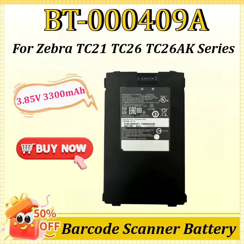 

New BT-000409A 3.85V 3300mAh 12.70Wh Battery For Zebra TC21 TC26 TC26AK Series Barcode Scanner Battery