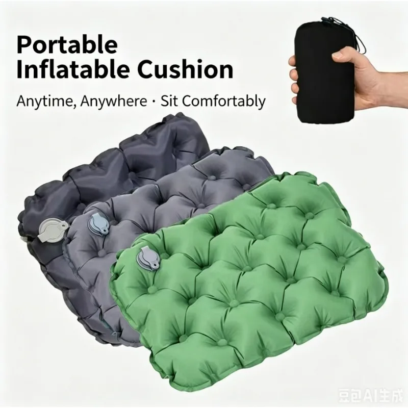 Portable Inflatable Seat Cushion Lightweight Travel Air Sitting Pad Moisture and Water Resistant Camping Chair Mat for Outdoor