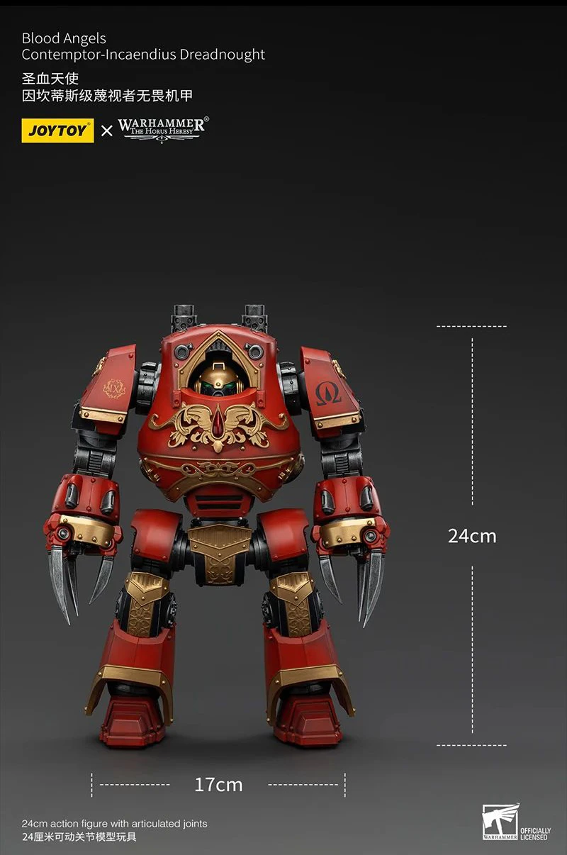 JOYTOY Warhammer The Horus Heresy 1/18 Blood Angels Contemptor-Incaendius Dreadnought 24cm figura de acción modelo juguete coleccionable