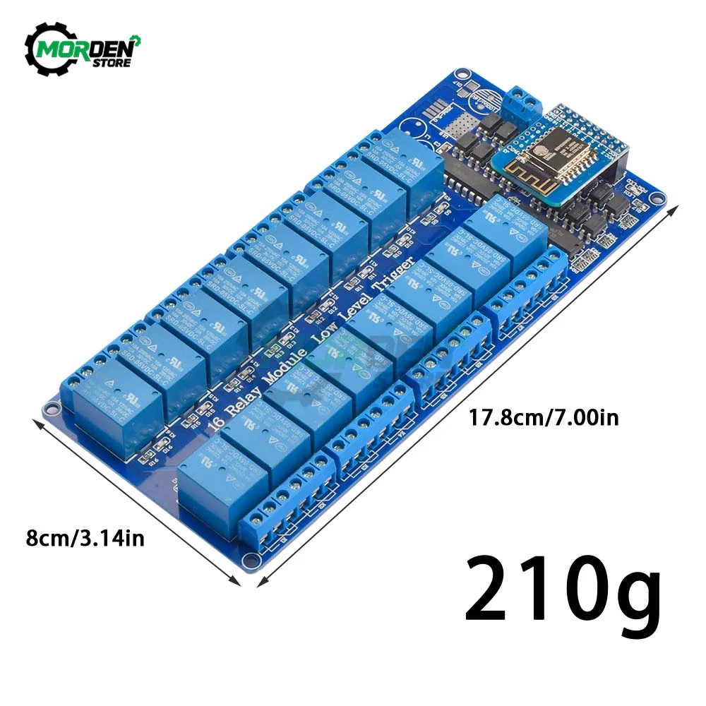 5V 12V 16 Channel Wifi Relay Module Onboard ESP8266WIFI Module Relay Shield Module Power Supply for Electronic Component