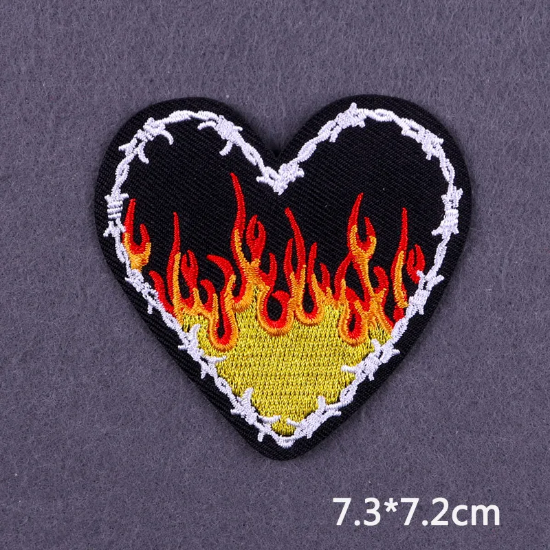 Flamme Schädel Patch Kleidung Punk Bestickt Patches Für Kleidung Eisen Auf Patch Auf Kleidung Thermoadhesive Patches Jacke Abzeichen DIY – Detail 17