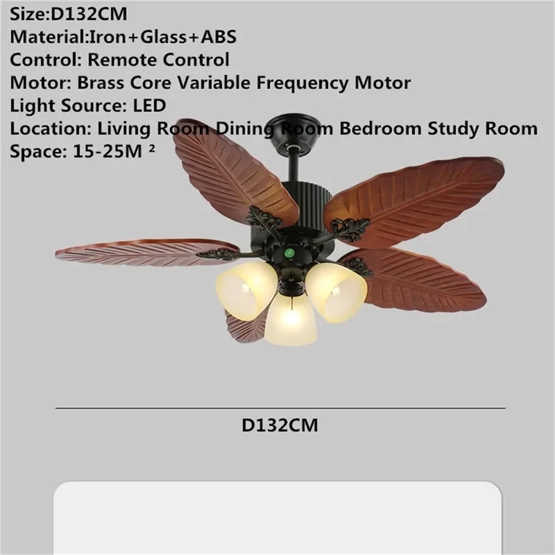 ABEL European Luxury LED Fan Light American Retro  Living Room Restaurant Bedroom Ceiling Fan Light Remote Electric Fan Light