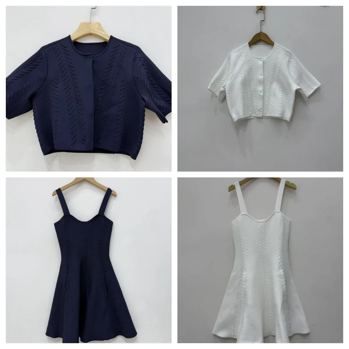

2 Color Women Knit Set O-Neck Single Breasted Short Cardigan + A-Line Sling Mini Robe 2026 New