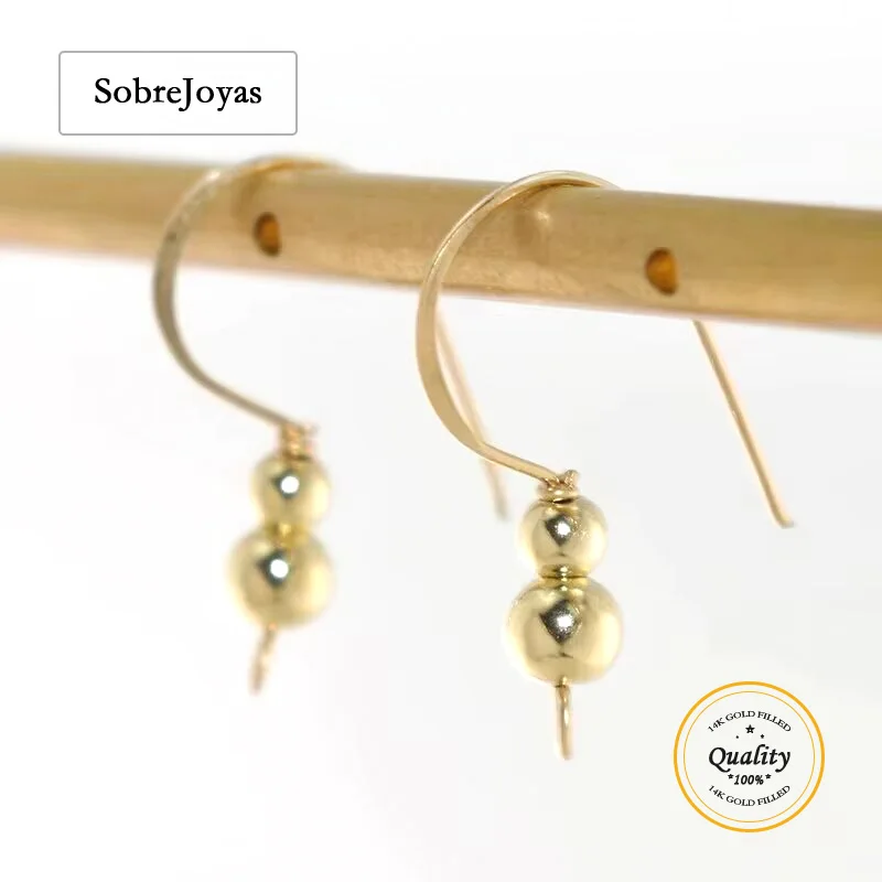 14K Gold Filled Flat Ear Wire with Bead for DIY Earrings Tarnish Resistant Jewelry Making Accessories Drop Earrings