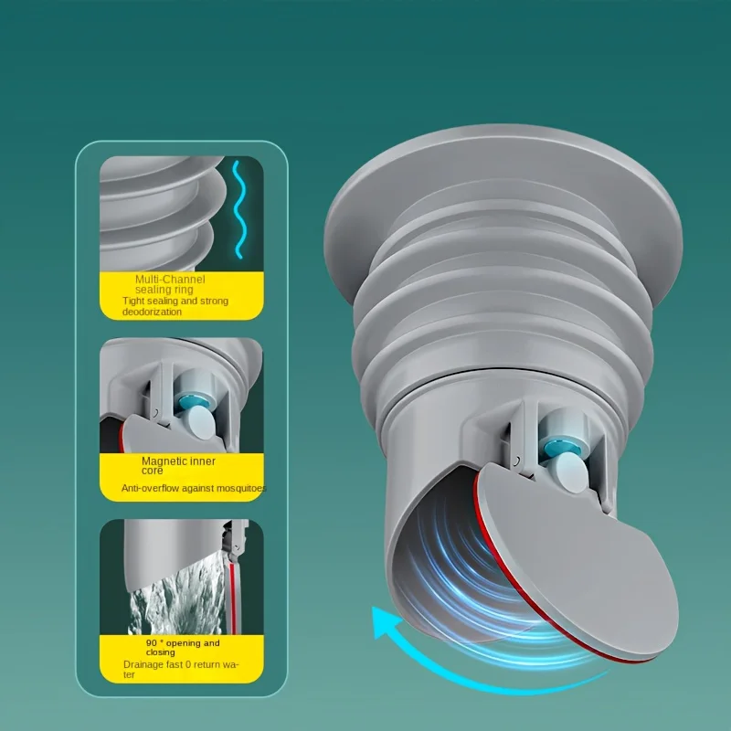 Anti Backflow and Anti Odor Floor Drain Plug, Equipped with Silicone Sealing Ring, Used for Drainage Pipes