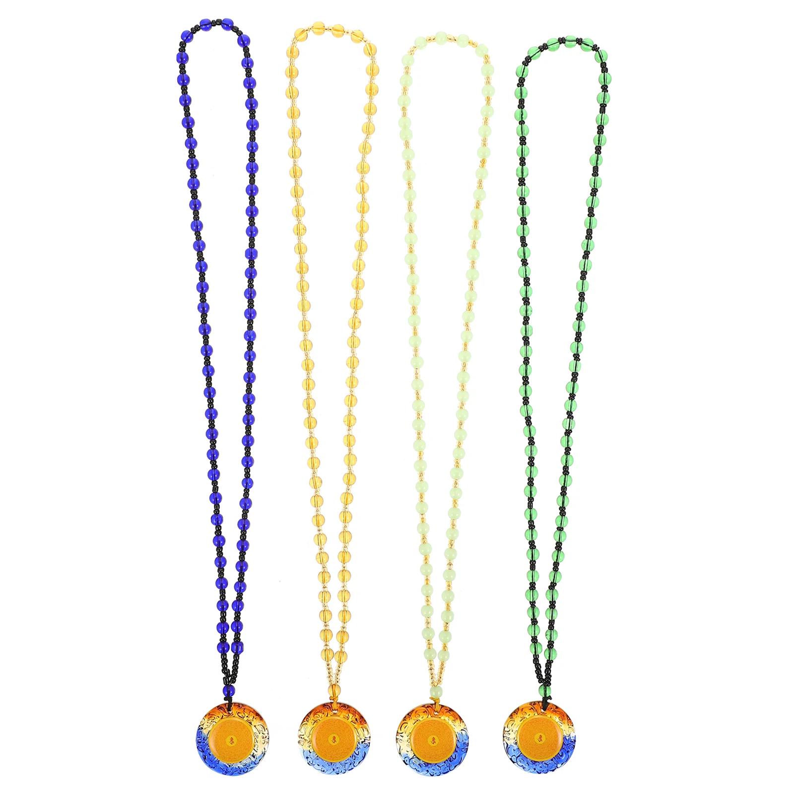 

4Pcs Beaded Pendant Necklace Glass Amulet Hanging Men Women Colorful Design Daily Worship Gifts Accessories Travel