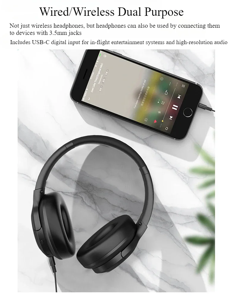 

Беспроводные наушники Bluetooth 5.0, стереофонические наушники с басами, наушники с активным шумоподавлением и микрофоном, игровая беспроводная гарнитура