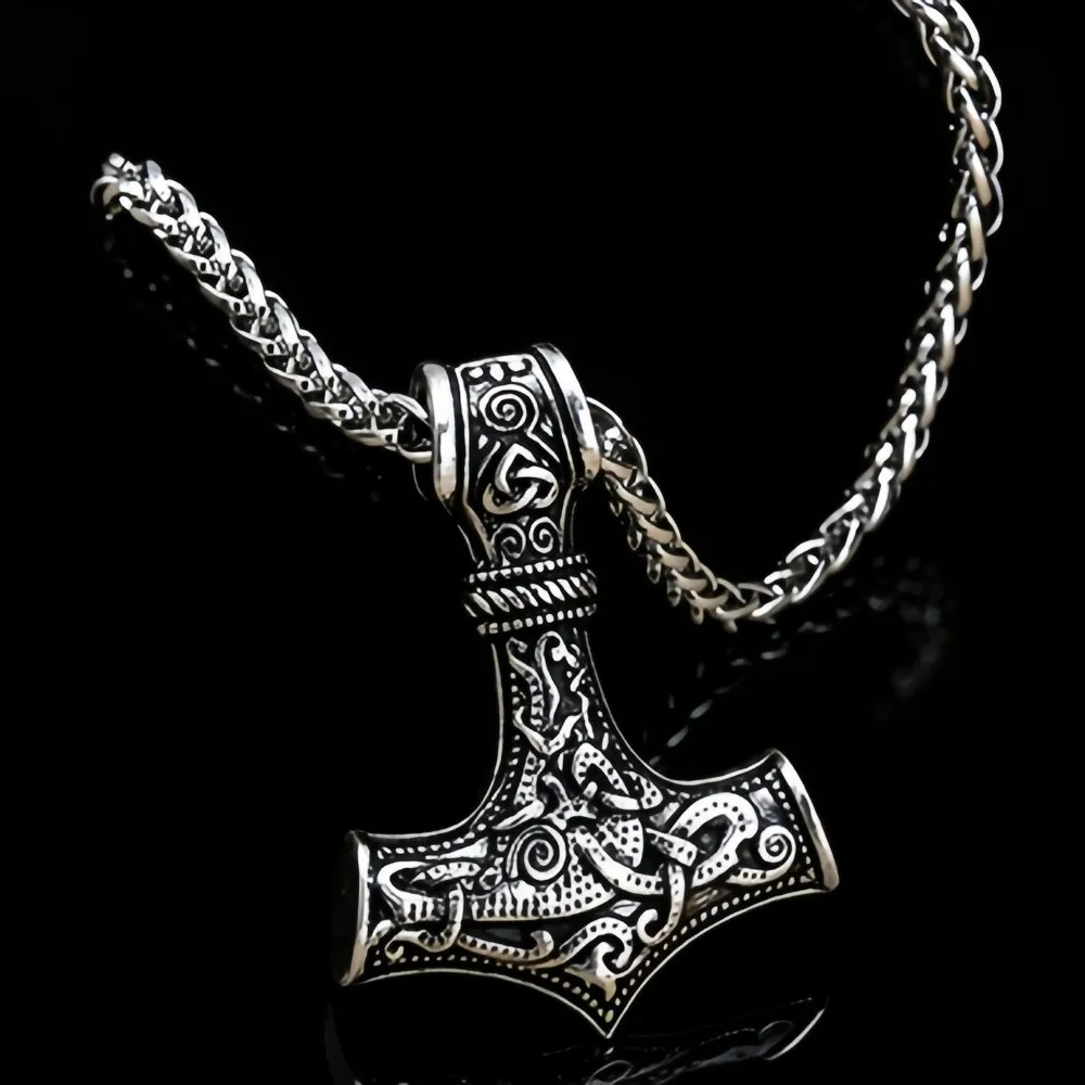 Retro Viking Necklace Triangle Knot Design Chain Pendant Punk Rock Jewelry Variety Weapons Style Vegvisir Anchor