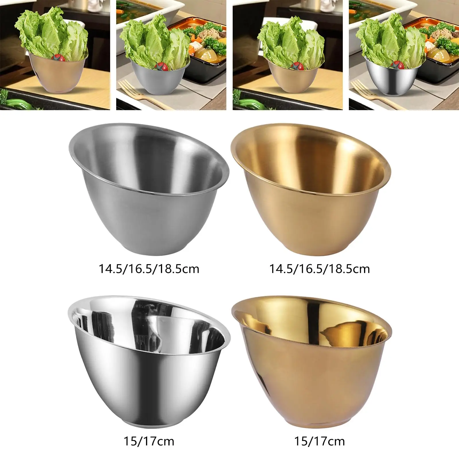 

Stainless Steel Serving Bowls Container Unbreakable Kitchen Supplies Mixing