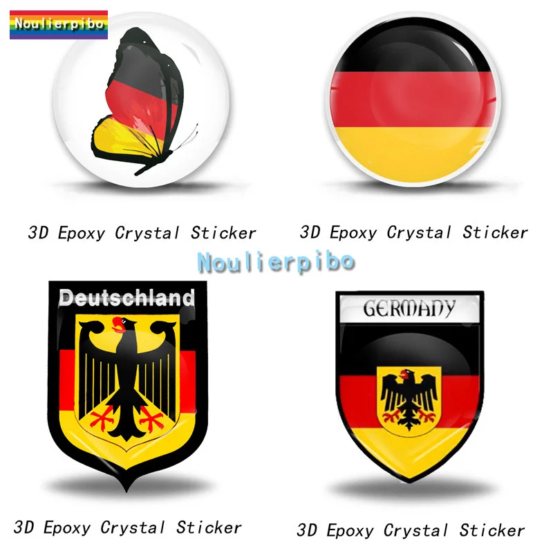 3D Sticker Stereo Epoxy Resin German Flag Car Dome Flexible Sticker Accessories Cell Phone Vinyl Waterproof Laptop Case Decal