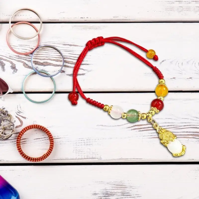31BB Multicolor Handmade Cord Wristchain Handwoven Bracelet with Colorful Strands Versatile Wristband Fashion Accessory