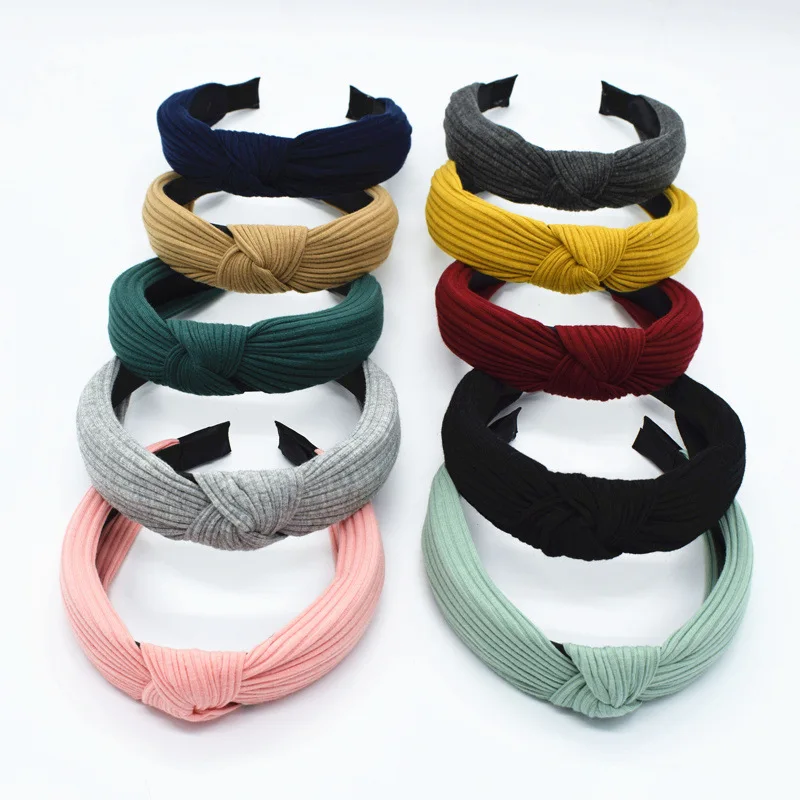 

Knitted Knotted Solid Wide Headbands Women Girls New Fashion Hair Hoop Simple Cross Knot Hairbands Headwear Hair Accessories