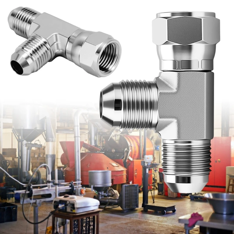 

2Pcs Run Tees Hose Fittings Standard Stainless Steel Hydraulic T Adapter Fitting for Leak Proof M4YD