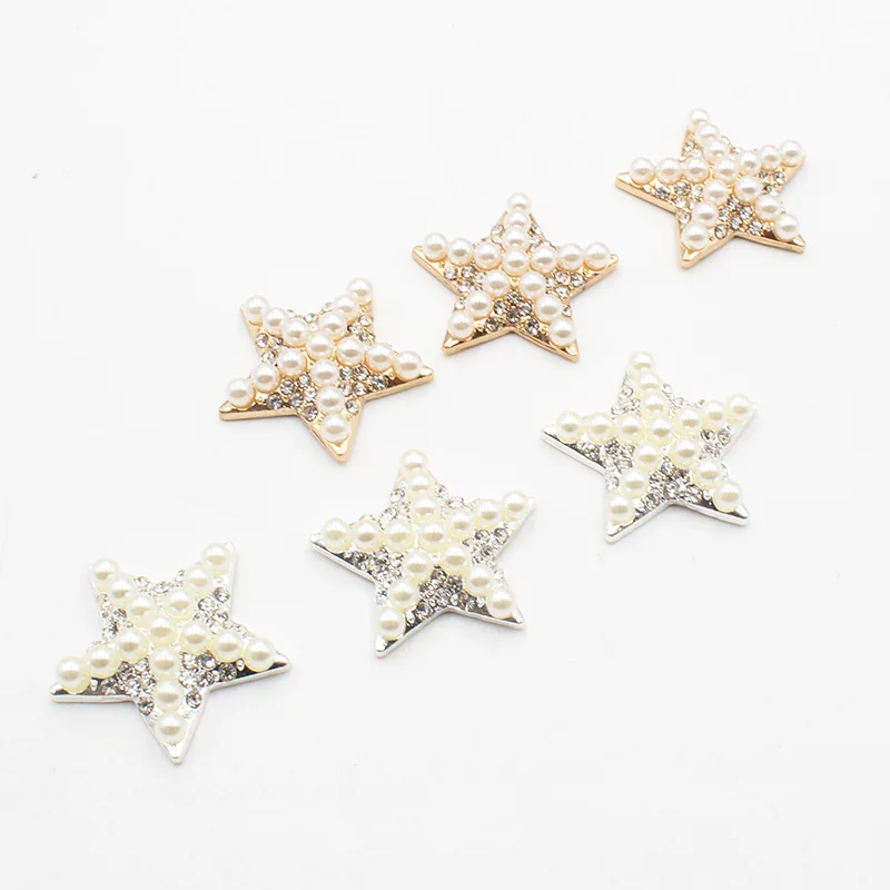 5pcs30mm Starfish Diamond Pearl Alloy Button DIY Clothing Handicraft Decoration Accessories