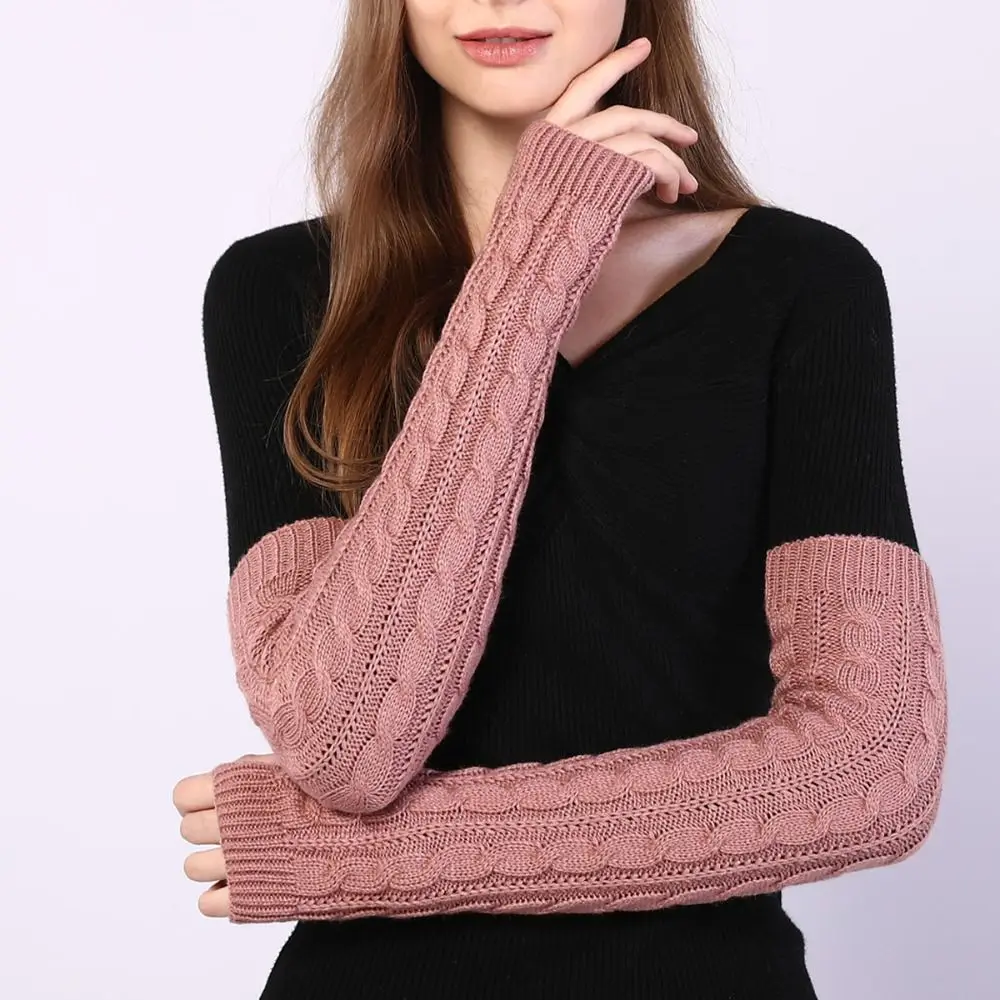 أصابع طويلة قفازات المعصم مدفئات للذراع الأكمام كاذبة قفازات محبوكة التقلبات شكل إصبع الأكمام غطاء نصف اصبع قفازات الفتيات #2